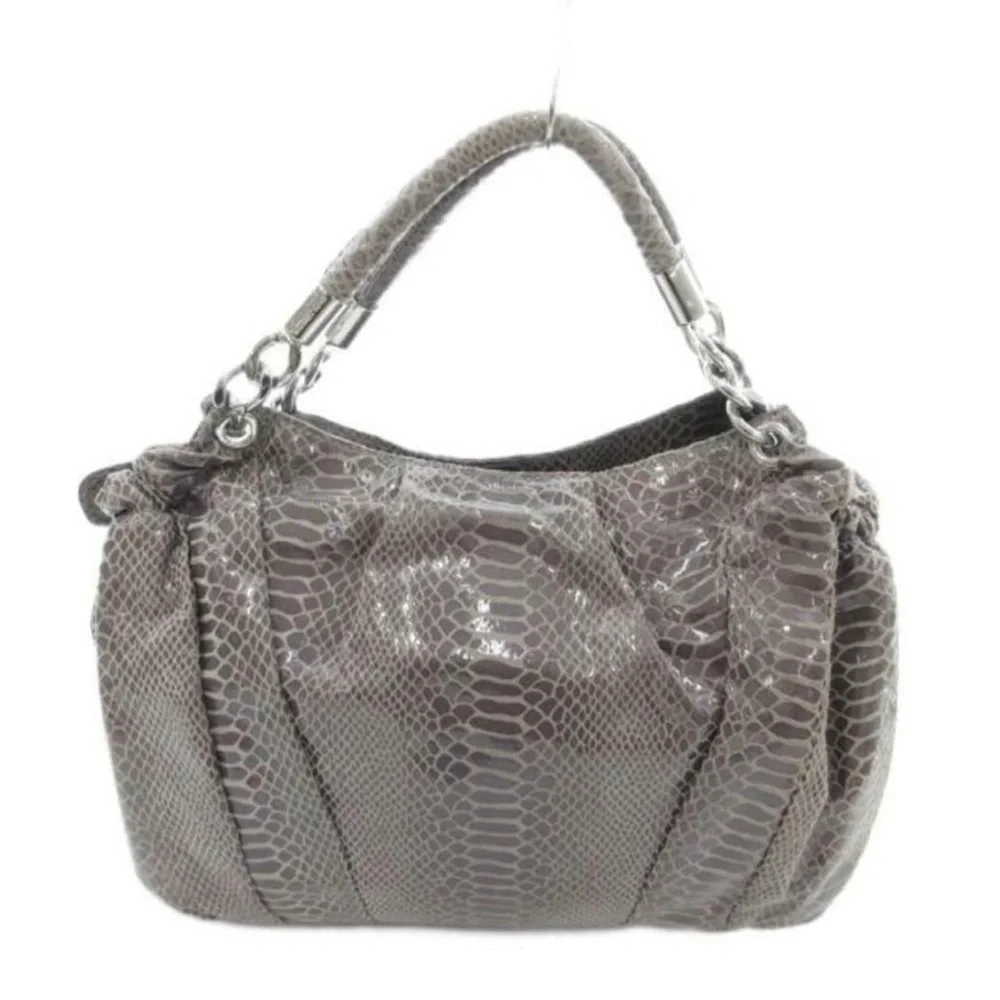 Michael Kors Grey Snake-Embossed Leather Hobo